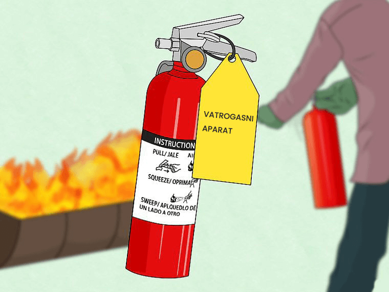 koristiti vatrogasni aparat kako biste ugasili požar